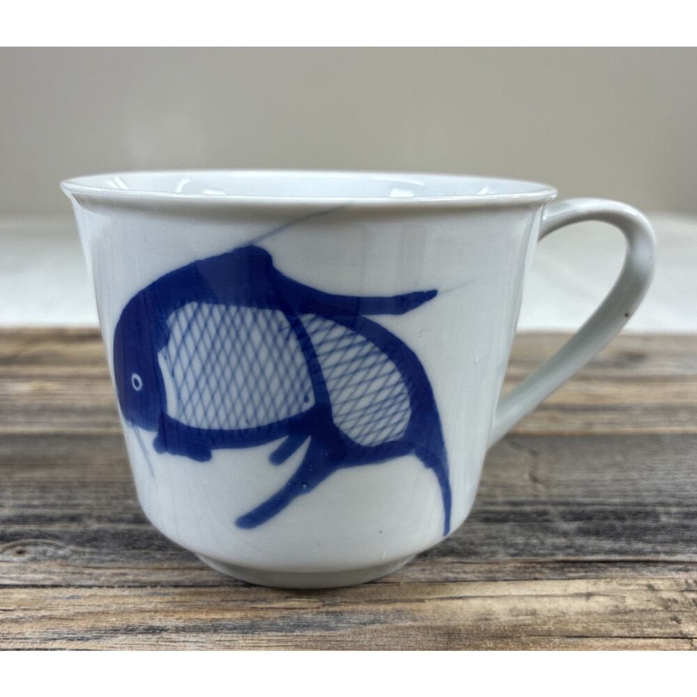 Vintage Chinese Blue & White Porcelain Koi Carp Fish Cup & Saucer Replacement - Picture 7 of 15